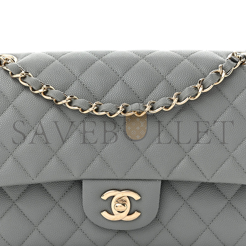 CHANEL MASTER CAVIAR QUILTED MEDIUM DOUBLE FLAP GREY A01112 (25.5*15*7cm)